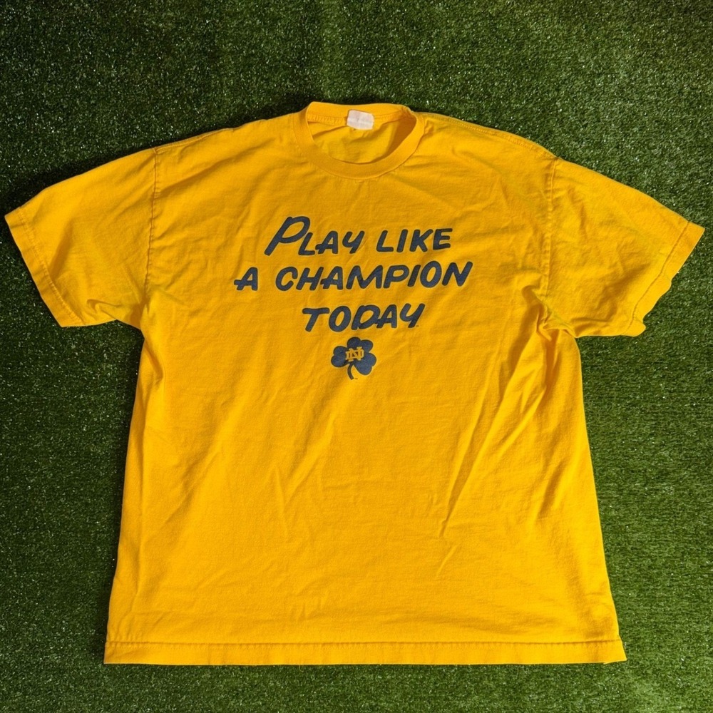Notre Dame Fighting Irish Play Like A Champion Today T-Shirt Yellow Mens XL